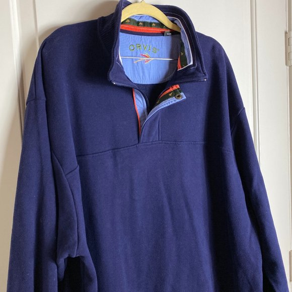 Orvis long Sleeve Navy Pullover Size XXL
